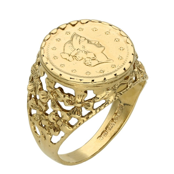 9ct Yellow Gold Tallar Coin Ring - Size M