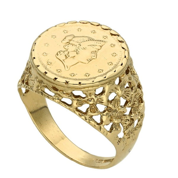 9ct Yellow Gold Tallar Coin Ring - Size M