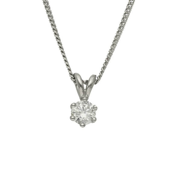 Ladies 18ct White Gold Diamond Pendant & 9ct Chain - 0.41ct