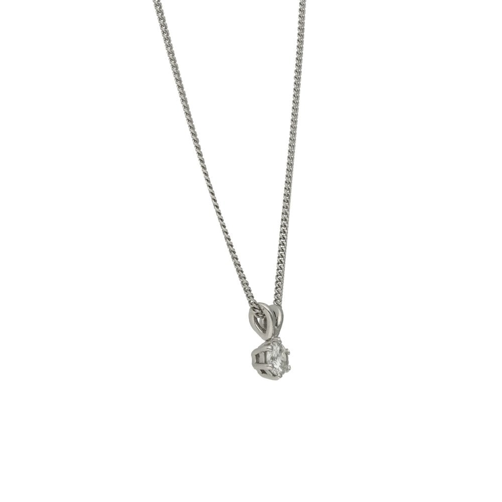 Ladies 18ct White Gold Diamond Pendant & 9ct Chain - 0.41ct