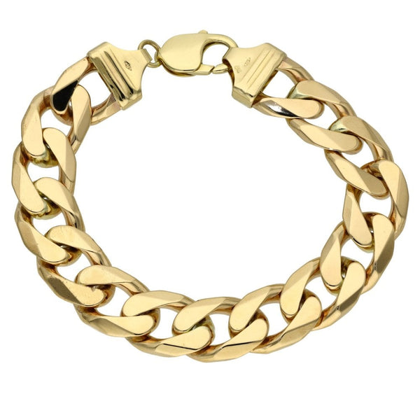 Gents 9ct Yellow Gold Curb Bracelet - 8" - 63.g