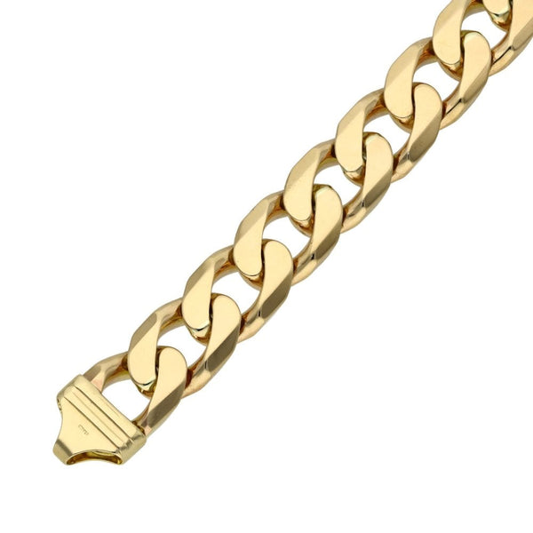 Gents 9ct Yellow Gold Curb Bracelet - 8" - 63.g