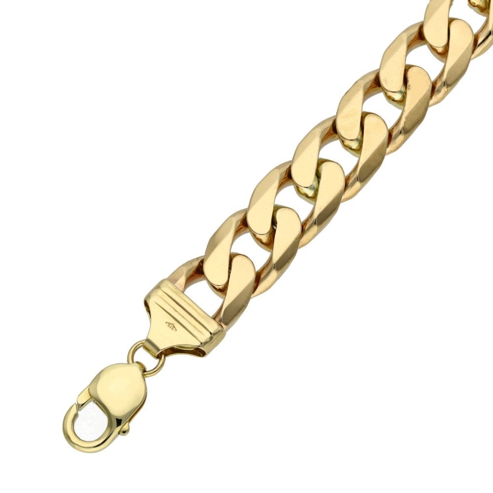 Gents 9ct Yellow Gold Curb Bracelet - 8" - 63.g