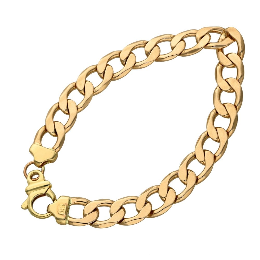 9ct Yellow Gold Flat Curb Bracelet - 8" - 26.3g