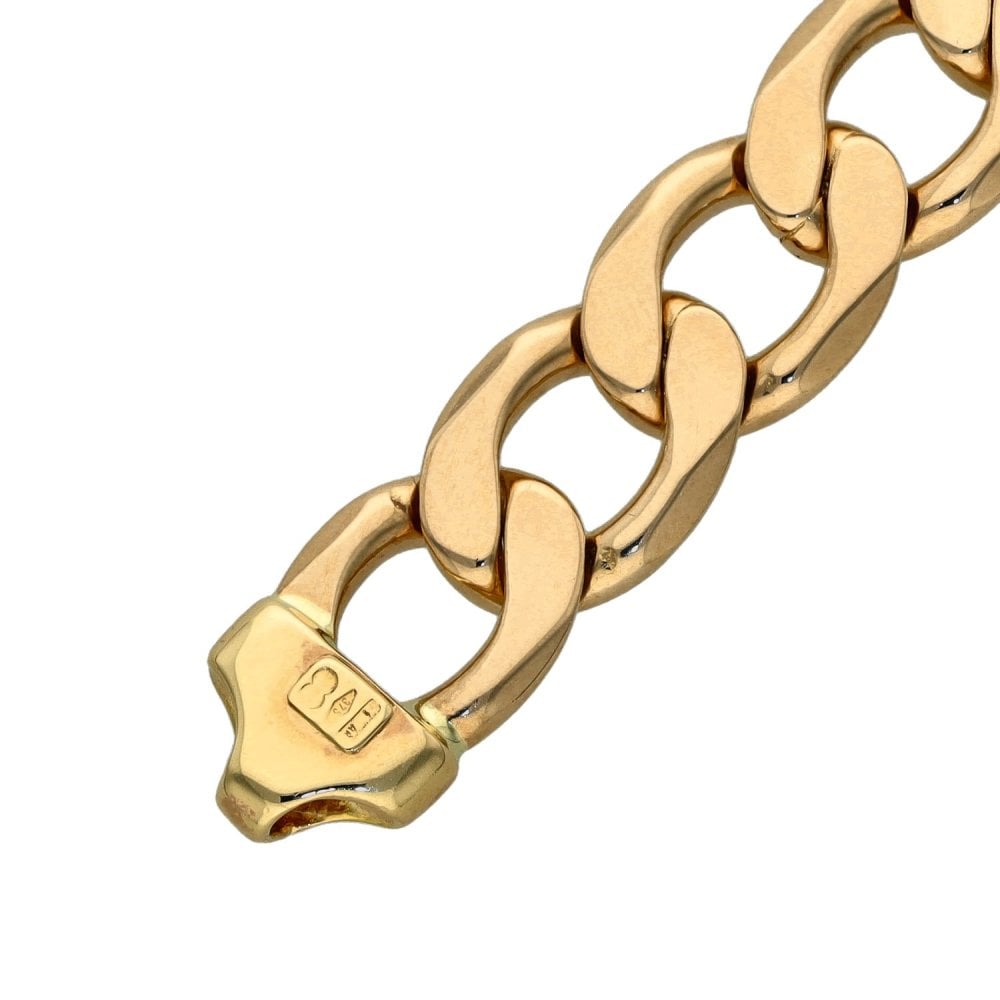 9ct Yellow Gold Flat Curb Bracelet - 8" - 26.3g