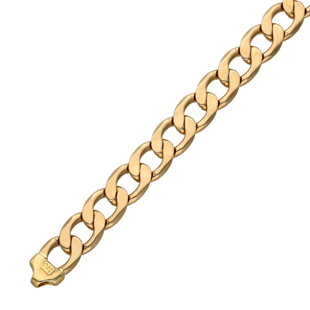 9ct Yellow Gold Flat Curb Bracelet - 8" - 26.3g