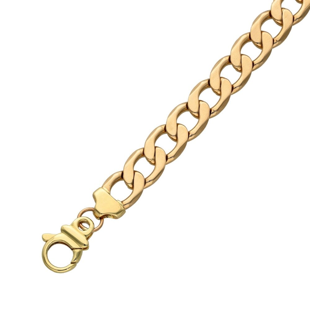 9ct Yellow Gold Flat Curb Bracelet - 8" - 26.3g