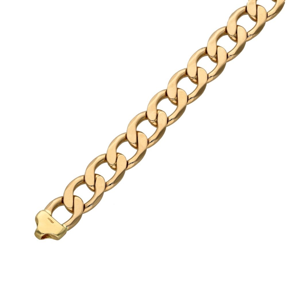 9ct Yellow Gold Flat Curb Bracelet - 8" - 26.3g