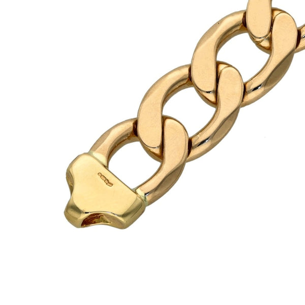 9ct Yellow Gold Flat Curb Bracelet - 8" - 26.3g