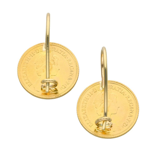 1982 Yellow Gold Half Sovereign Coin Earrings - 9.6g