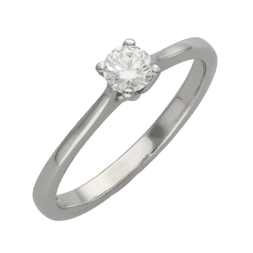Ladies 18ct White Gold Diamond Solitaire Engagement Ring - H/I