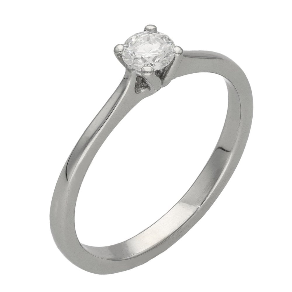 Ladies 18ct White Gold Diamond Solitaire Engagement Ring - H/I