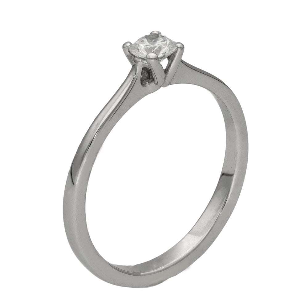 Ladies 18ct White Gold Diamond Solitaire Engagement Ring - H/I