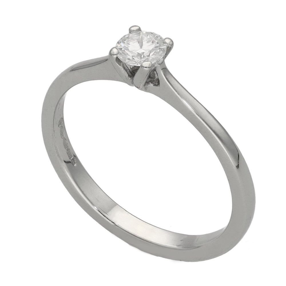 Ladies 18ct White Gold Diamond Solitaire Engagement Ring - H/I