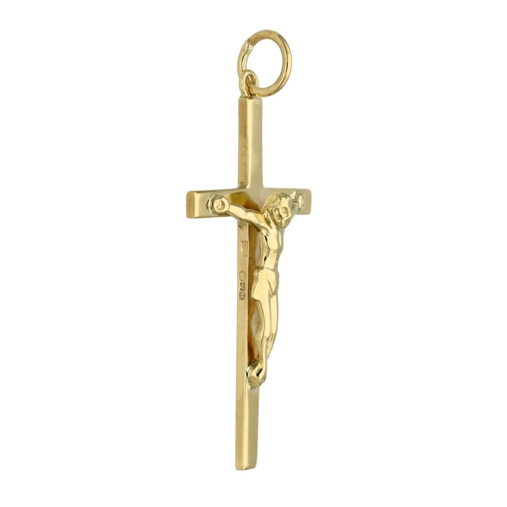 Ladies 9ct Yellow Gold Crucifix Pendant - 2.9g