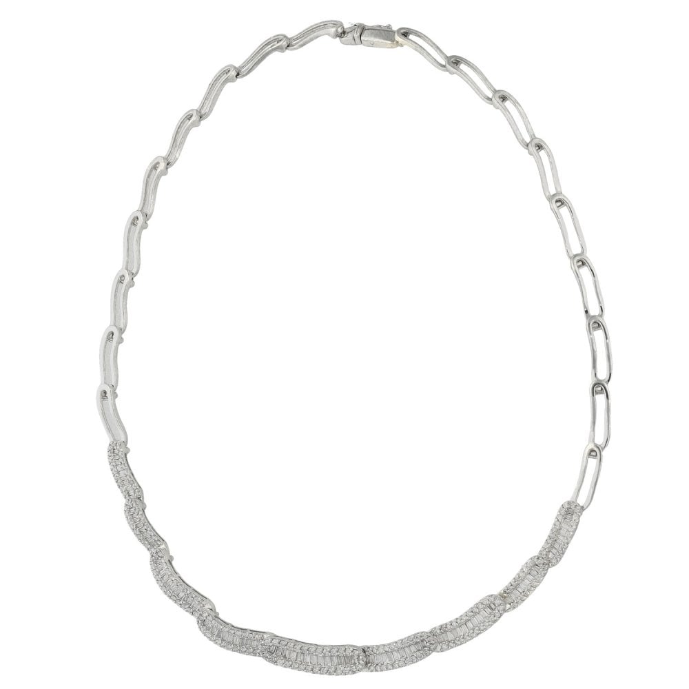 18ct White Gold Diamond Collarette - 16" - 2.74ct