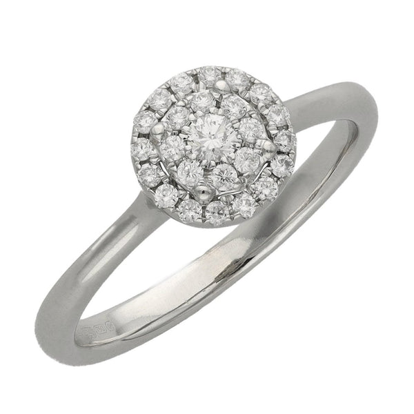 Ladies 18ct White Gold Diamond Cluster Ring - 0.25ct
