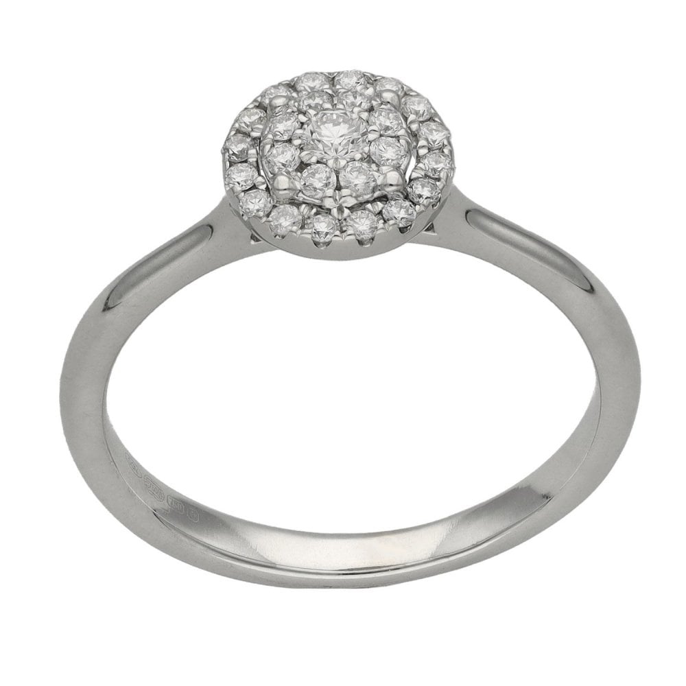 Ladies 18ct White Gold Diamond Cluster Ring - 0.25ct