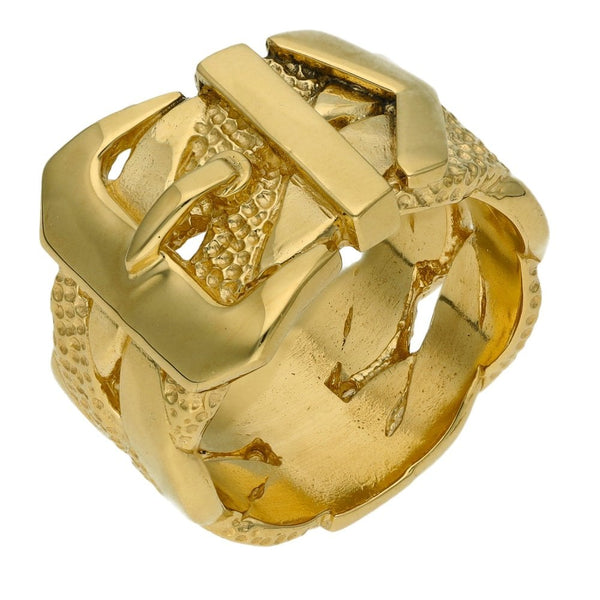 Gents 9ct Yellow Gold Buckle Ring - Size R
