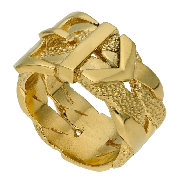 Gents 9ct Yellow Gold Buckle Ring - Size R