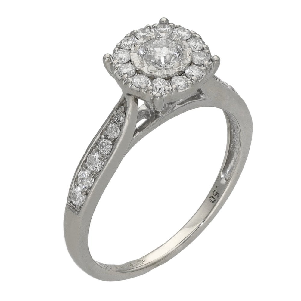 Ladies 9ct White Gold 0.50ct Diamond Cluster Ring - H/I