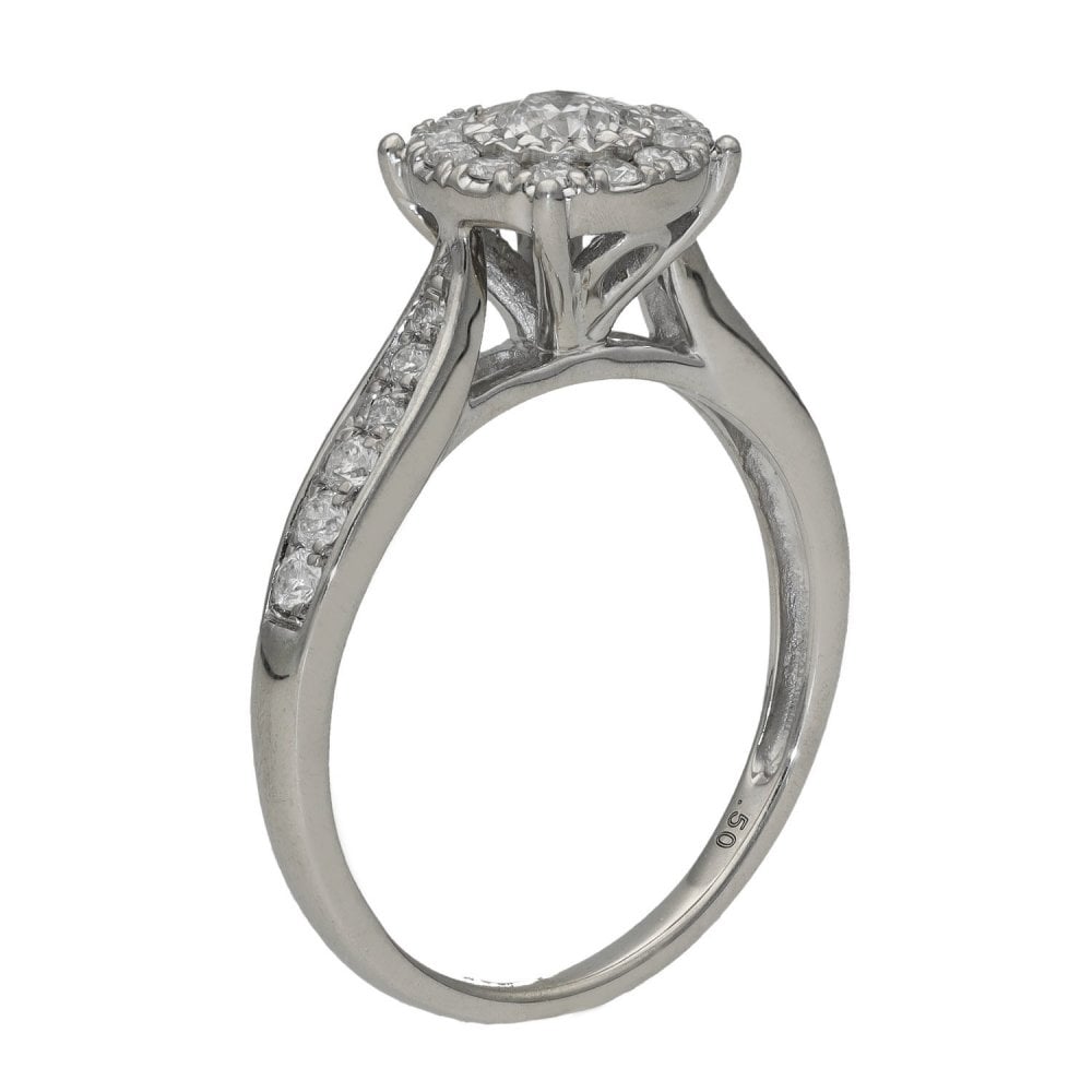 Ladies 9ct White Gold 0.50ct Diamond Cluster Ring - H/I