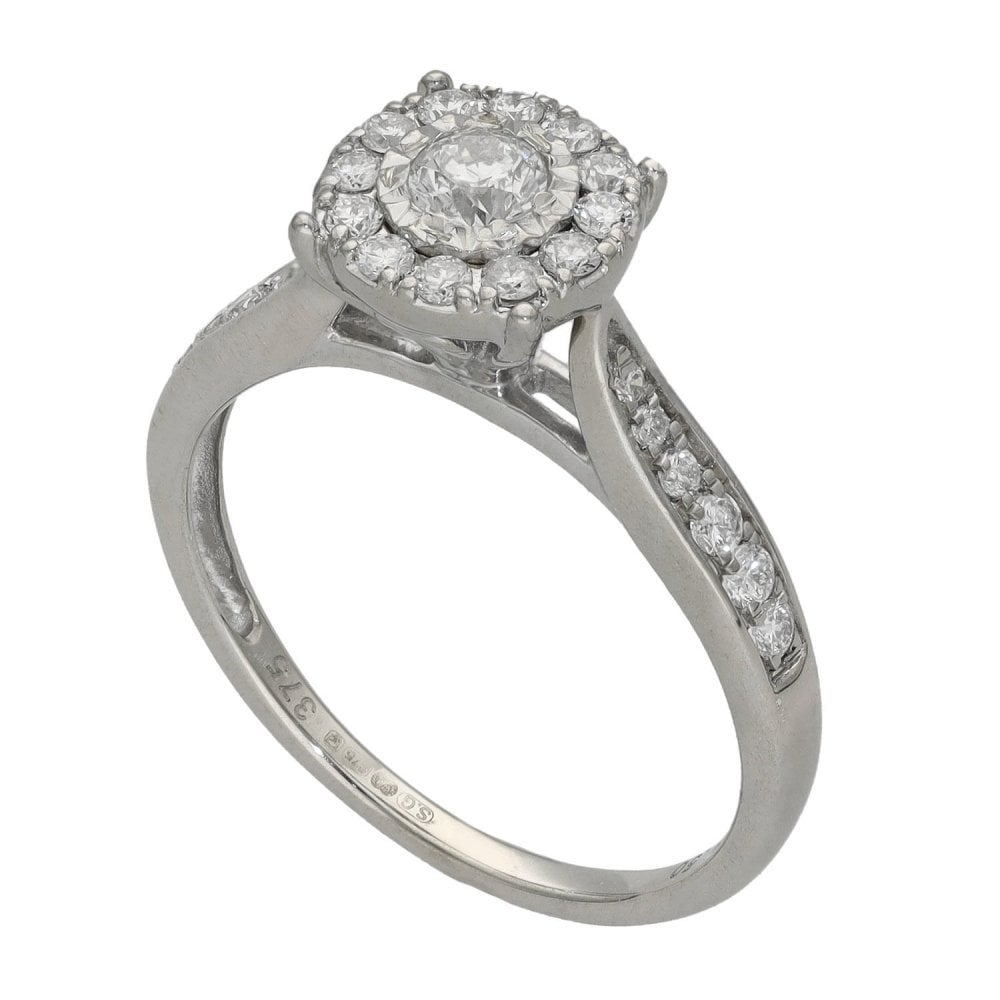 Ladies 9ct White Gold 0.50ct Diamond Cluster Ring - H/I