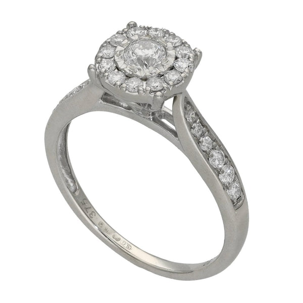 Ladies 9ct White Gold 0.50ct Diamond Cluster Ring - H/I