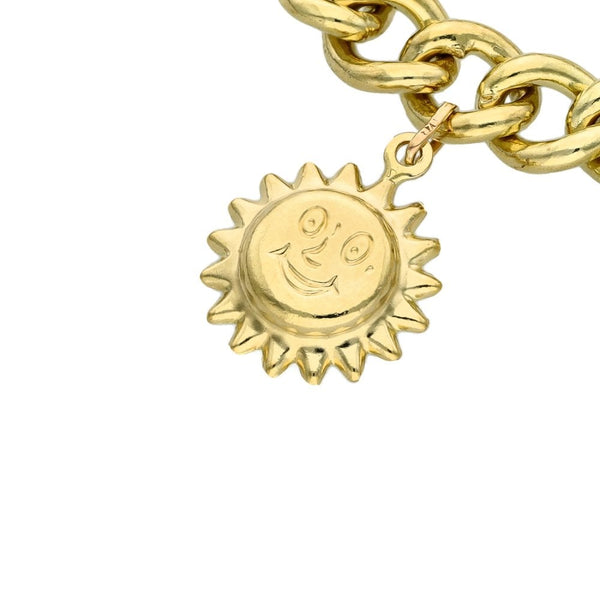 Ladies 9ct Yellow Gold Charm Bracelet - 7.5" - 32.8g