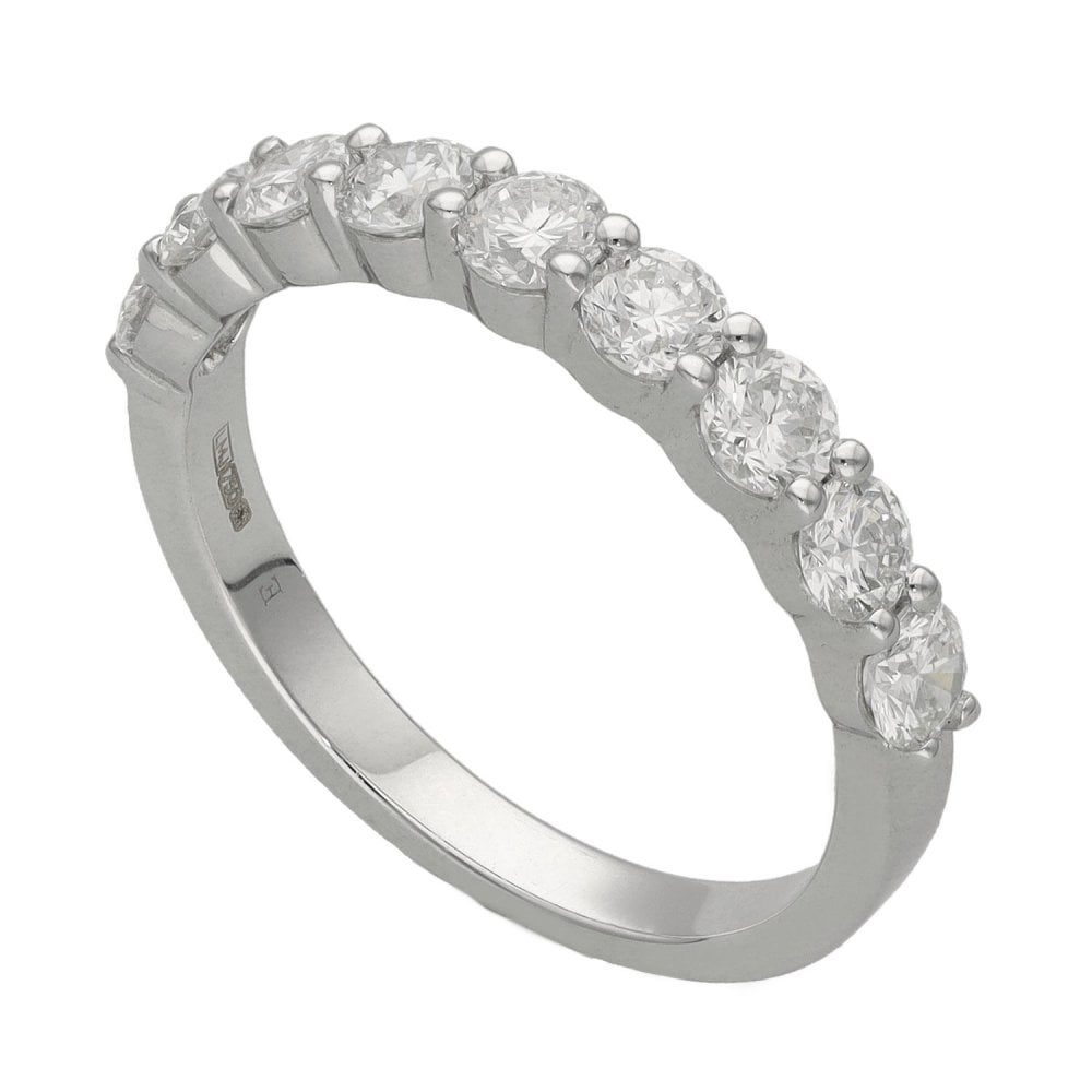 Ladies 18ct White Gold Diamond Half Eternity Ring - 1.00ct