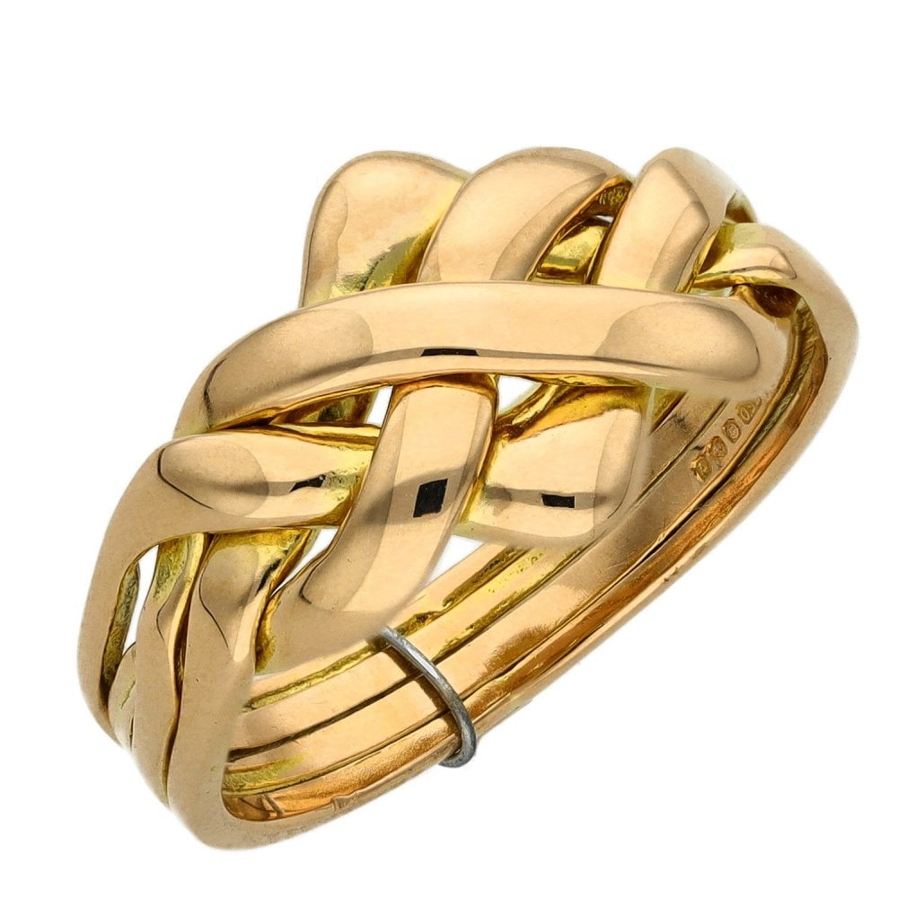 18ct Yellow Gold Four Piece Puzzle Ring - Size O