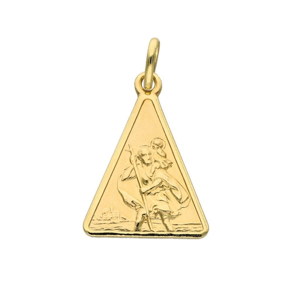 9ct Yellow Gold Triangular St. Christopher Pendant - 2.6g