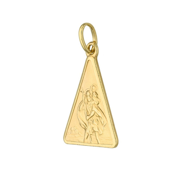 9ct Yellow Gold Triangular St. Christopher Pendant - 2.6g