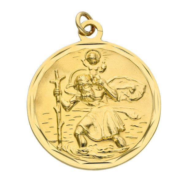 9ct Yellow Gold Round St. Christopher Pendant - 9.0g