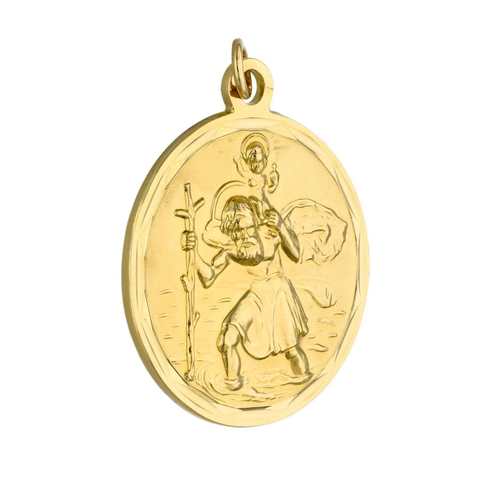 9ct Yellow Gold Round St. Christopher Pendant - 9.0g