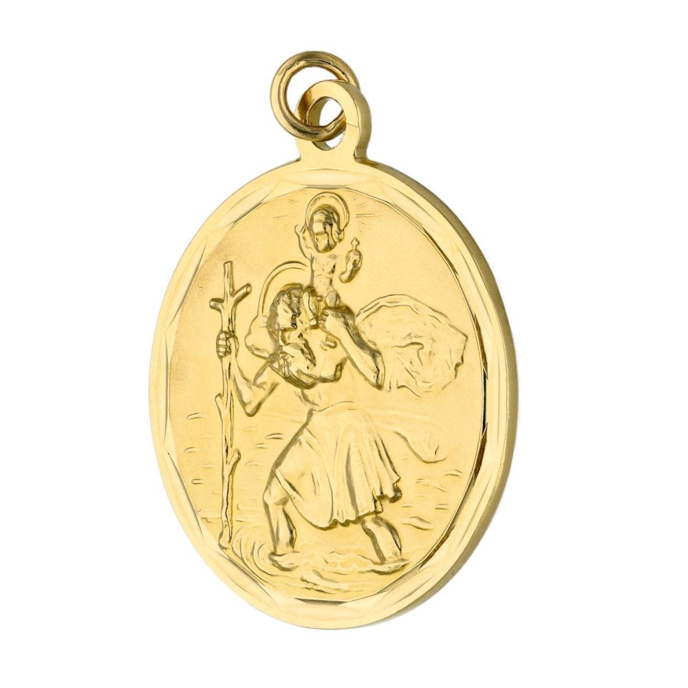 9ct Yellow Gold Round St. Christopher Pendant - 9.0g