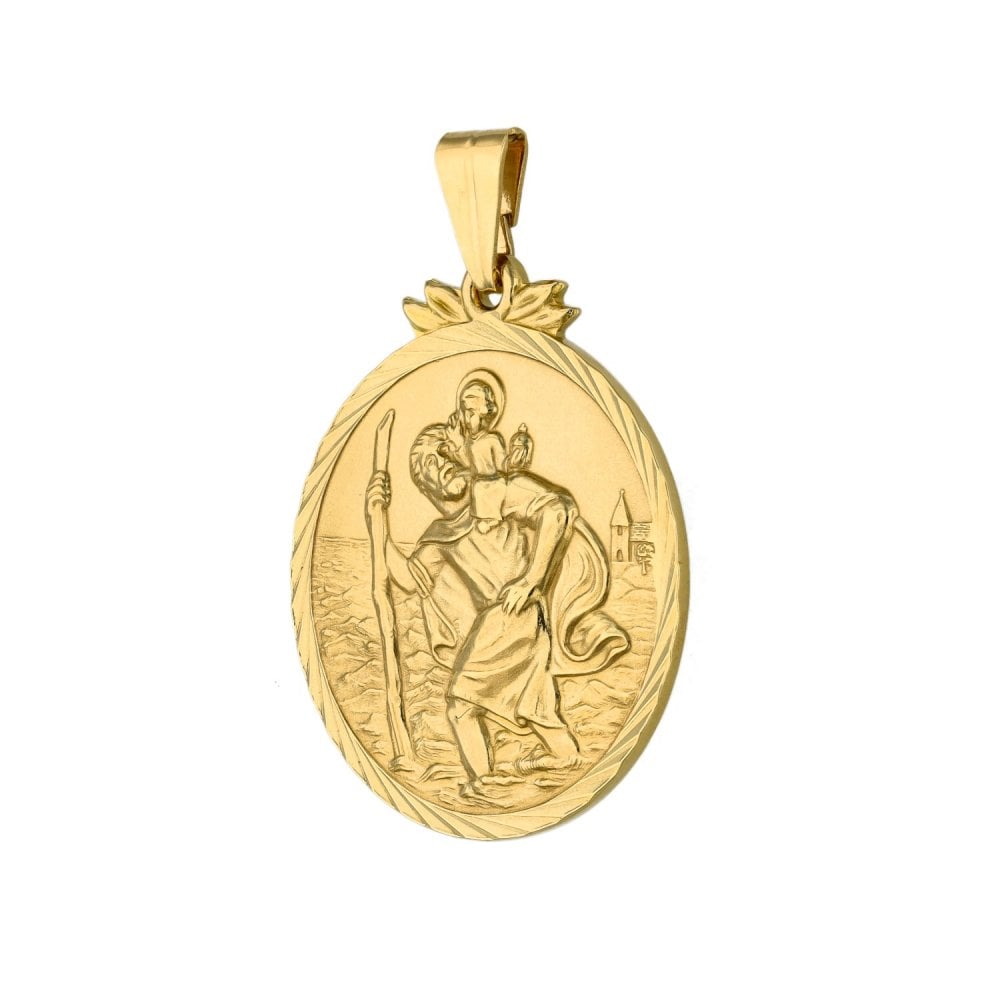 9ct Yellow Gold Round St. Christopher Medal - 4.7g