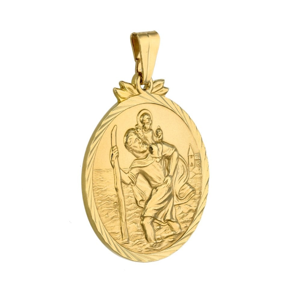 9ct Yellow Gold Round St. Christopher Medal - 4.7g