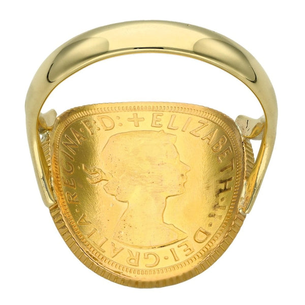 1966 Bent-Over Full Sovereign Coin Ring - Size V