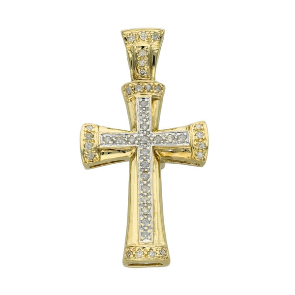 Ladies 9ct Yellow Gold Diamond Cross Pendant - 0.25ct