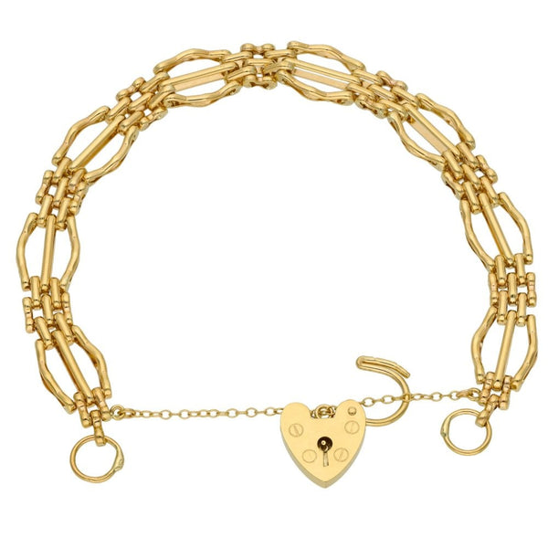 9ct Yellow Gold Fancy Gate Bracelet - 7.5" - 15.3g