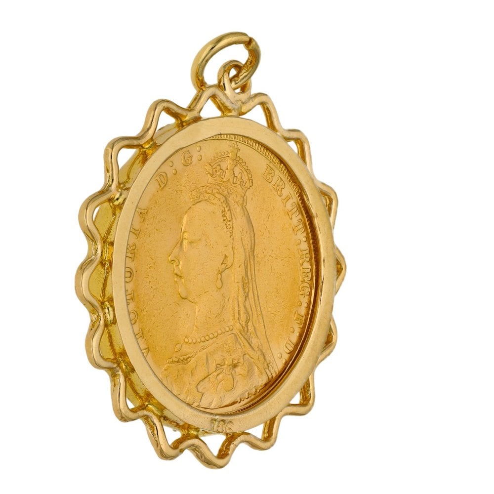 1892 Yellow Gold Full Sovereign Coin Pendant - 10.5g