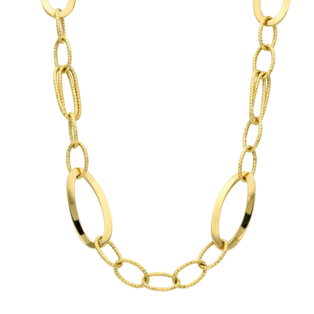 Ladies 18ct Yellow Gold Fancy Link Necklace - 18" - 8.5g