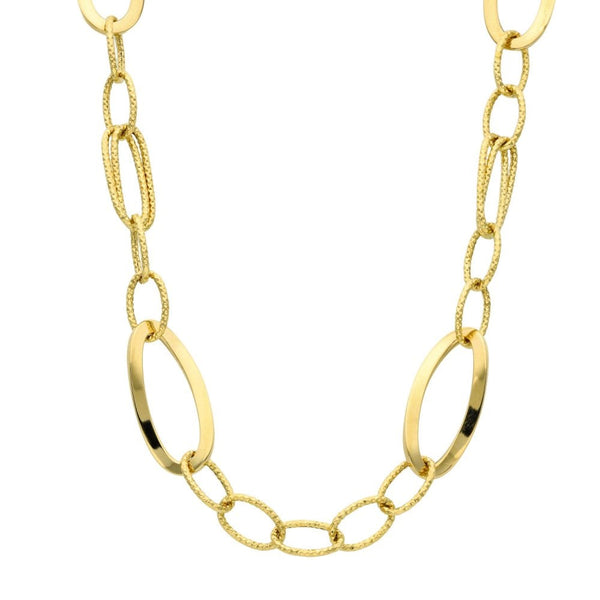 Ladies 18ct Yellow Gold Fancy Link Necklace - 18" - 8.5g