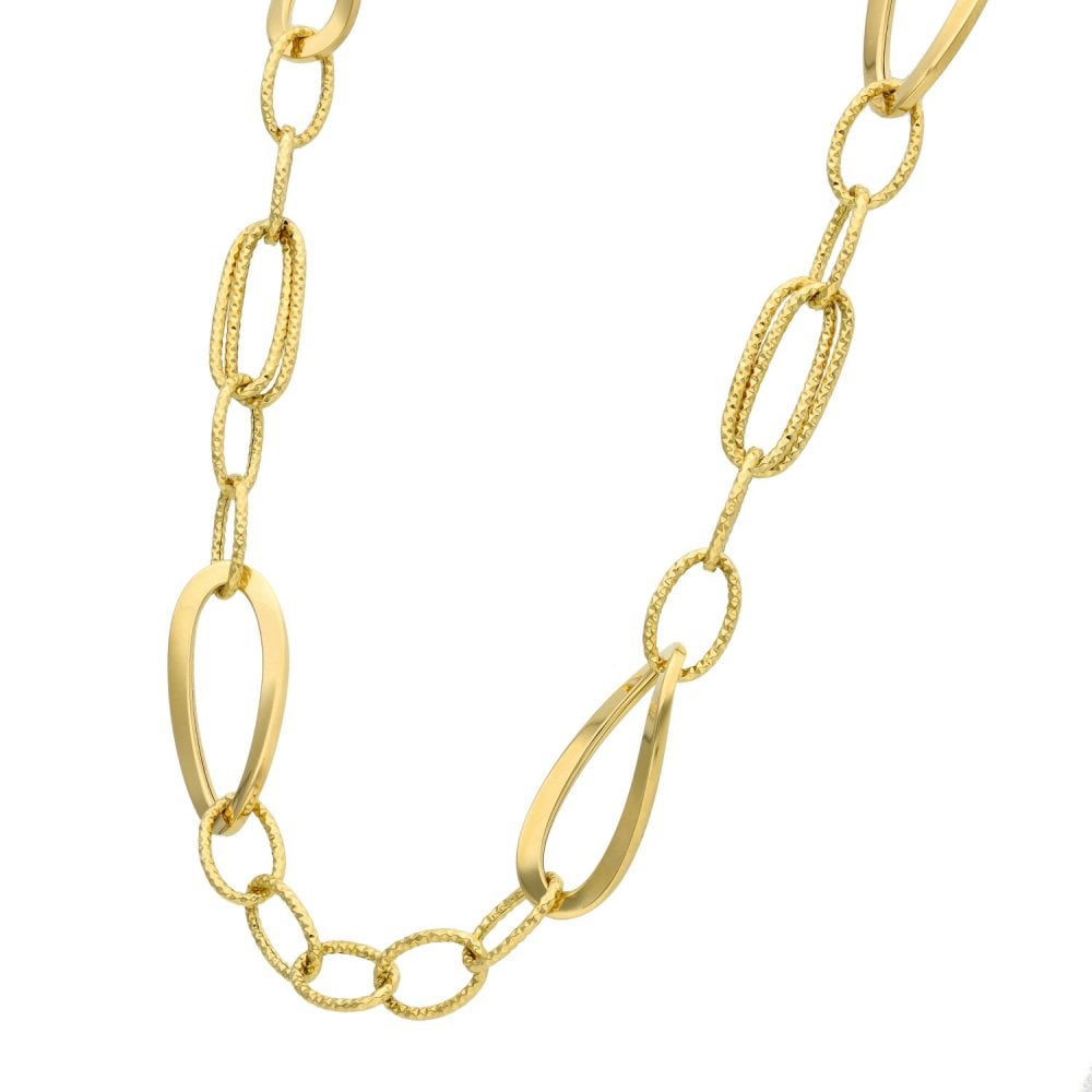 Ladies 18ct Yellow Gold Fancy Link Necklace - 18" - 8.5g