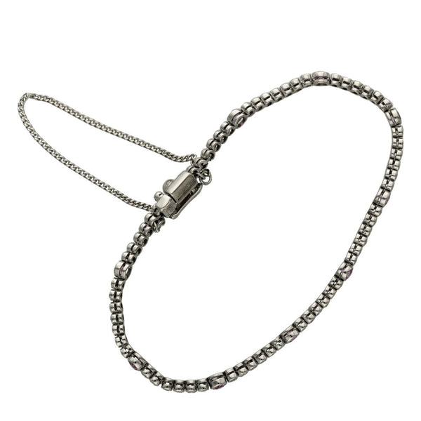 18ct White Gold Pink Sapphire & Diamond Tennis Bracelet - 1.05ct