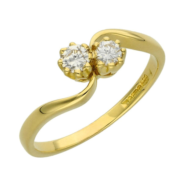 Ladies 18ct Yellow Gold Diamond Twist Ring - 0.30ct