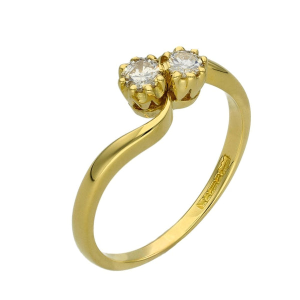 Ladies 18ct Yellow Gold Diamond Twist Ring - 0.30ct