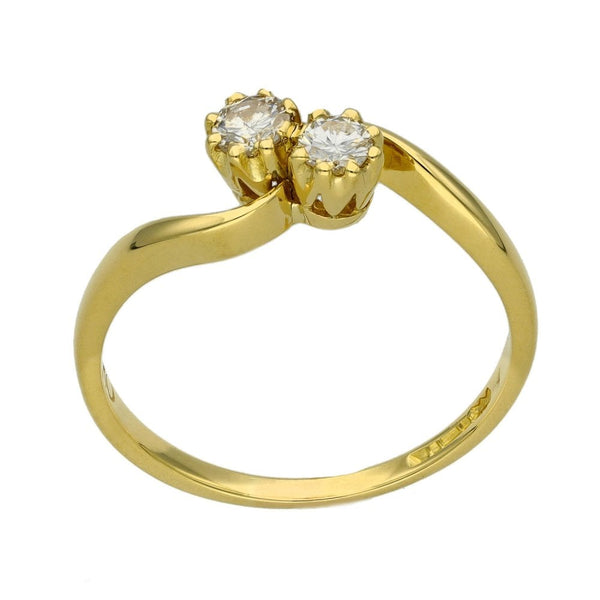 Ladies 18ct Yellow Gold Diamond Twist Ring - 0.30ct