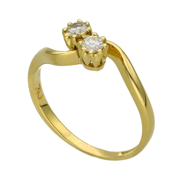 Ladies 18ct Yellow Gold Diamond Twist Ring - 0.30ct